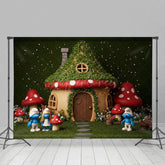 Aperturee - Aperturee Fairy Tale Mushroom World Cute Cake Smash Backdrop